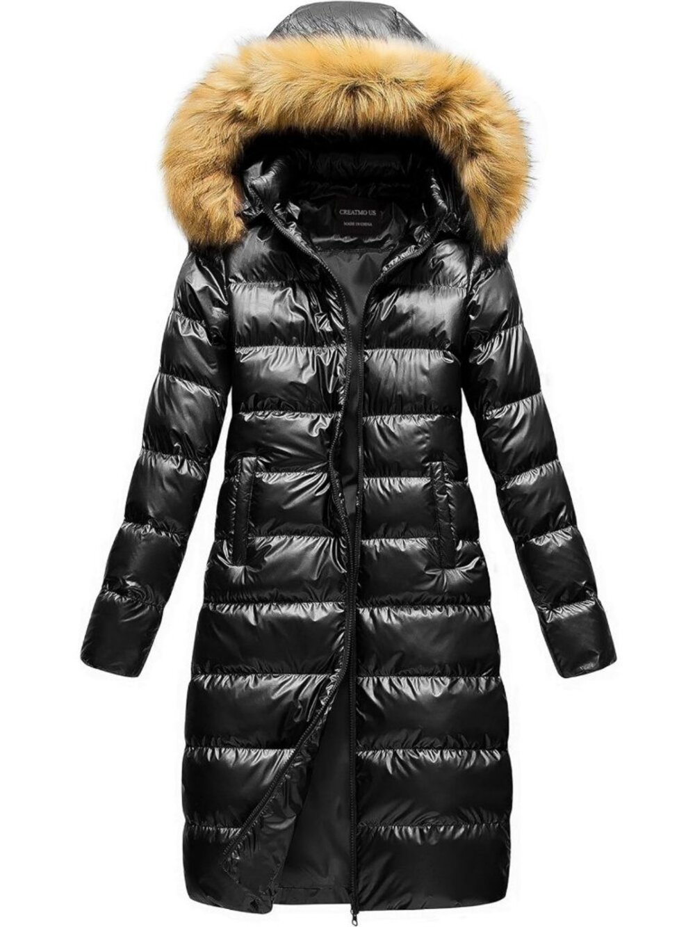 Cozy Women's Long Faux Fur Puffer Coat with Detachable Hood - Winter Warmth